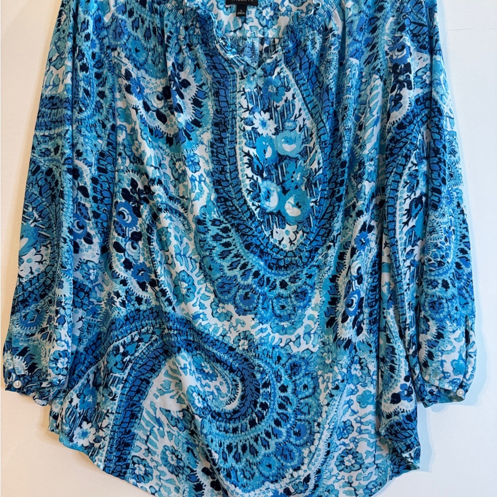Talbots Vibrant Blue Paisley Blouse